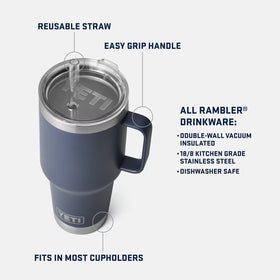 YETI Rambler 35 oz close-up of no-sweat exterior for dry hands