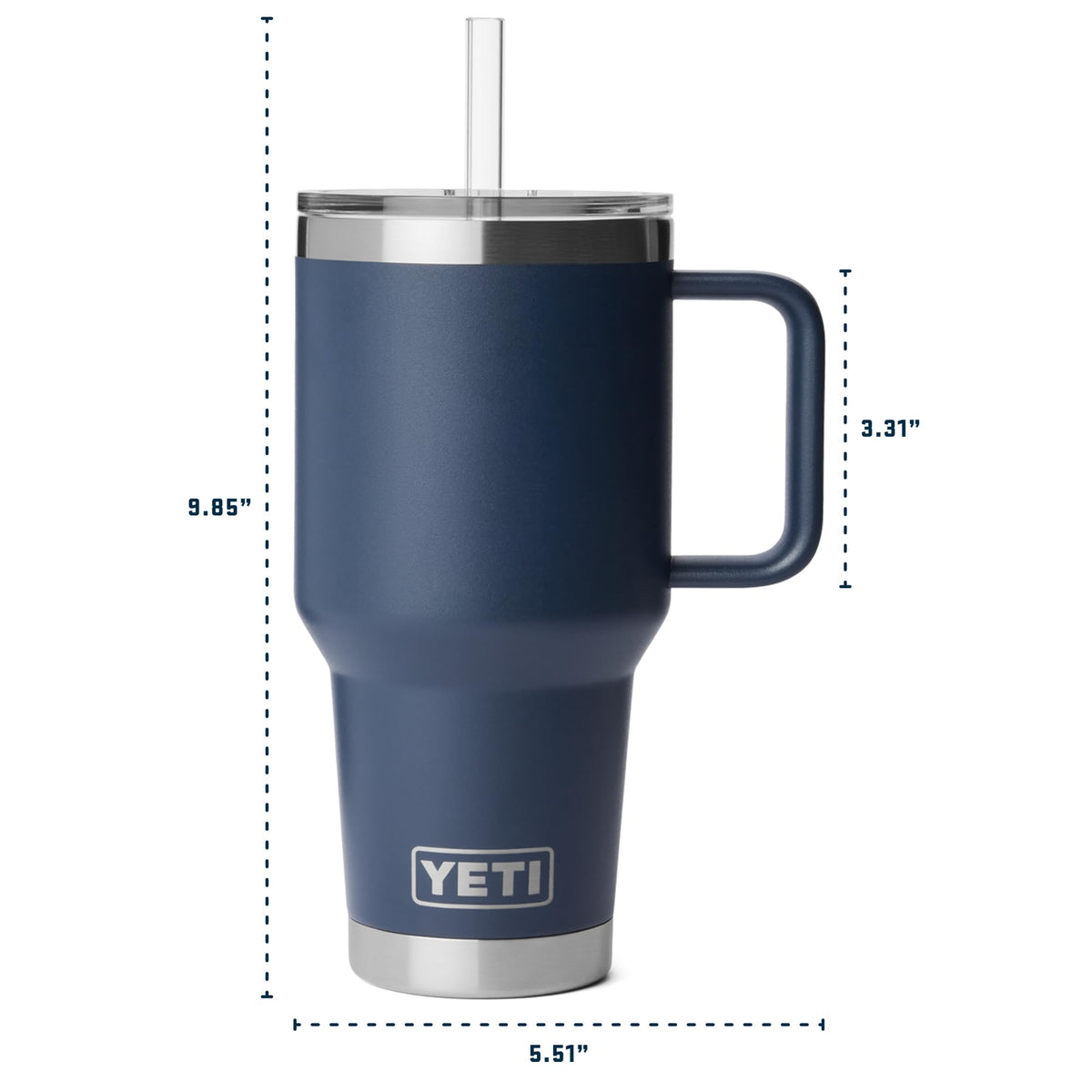 YETI Rambler 35 oz Straw Mug 2.0, cupholder-compatibility highlight for easy transport.