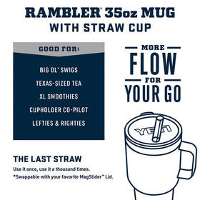 Double-wall vacuum insulation keeps beverages cold with YETI Rambler 35 oz