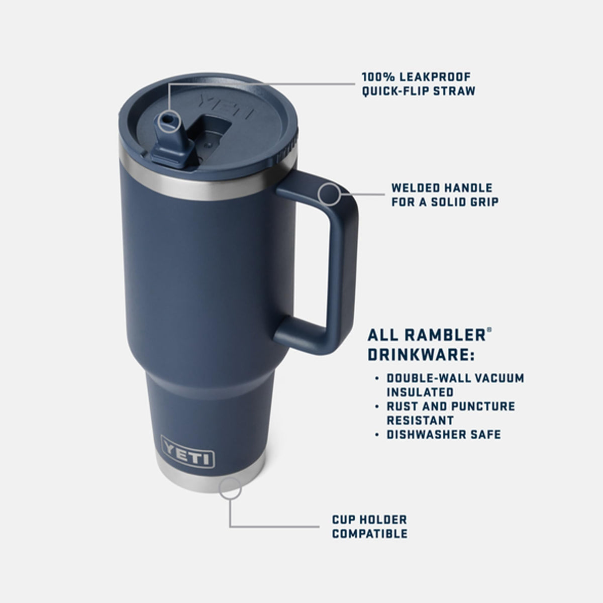 YETI Rambler 40 oz leakproof design keeps drinks secure during travel