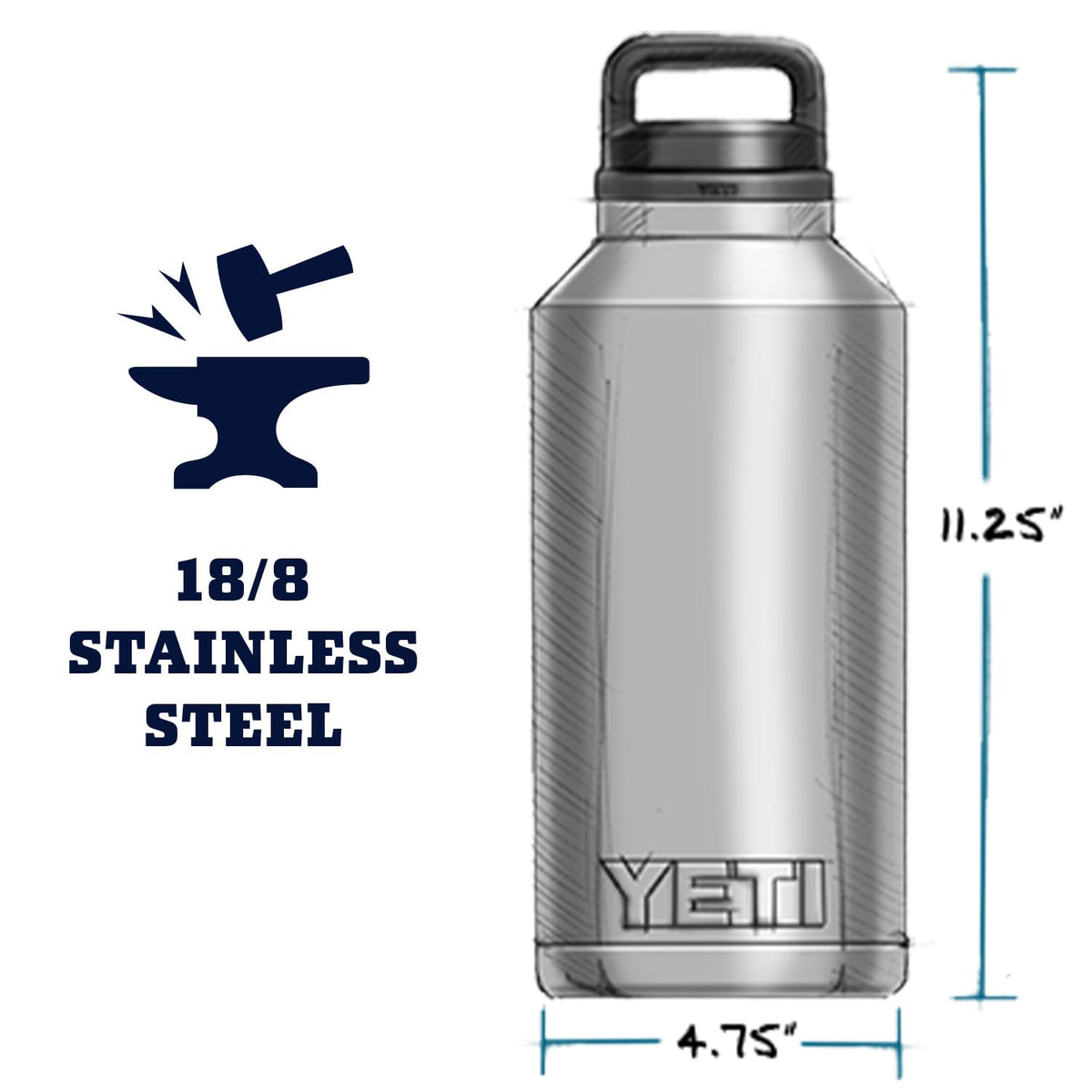 YETI Rambler 64 oz bottle features Duracoat finish for lasting color