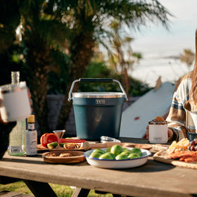 YETI Rambler Beverage Bucket Rescue Red finish for rugged outdoor use.
