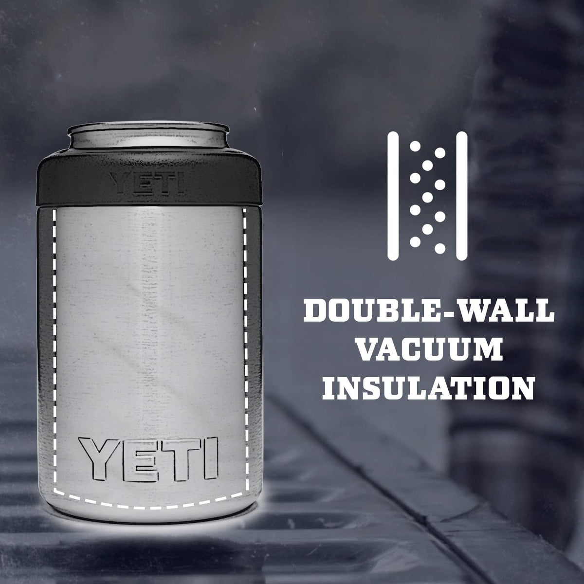 Double-wall vacuum insulation preserves cold beverages for hours