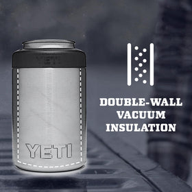 YETI Rambler Colster insulation closeup highlights double-wall vacuum keeping beverages cold