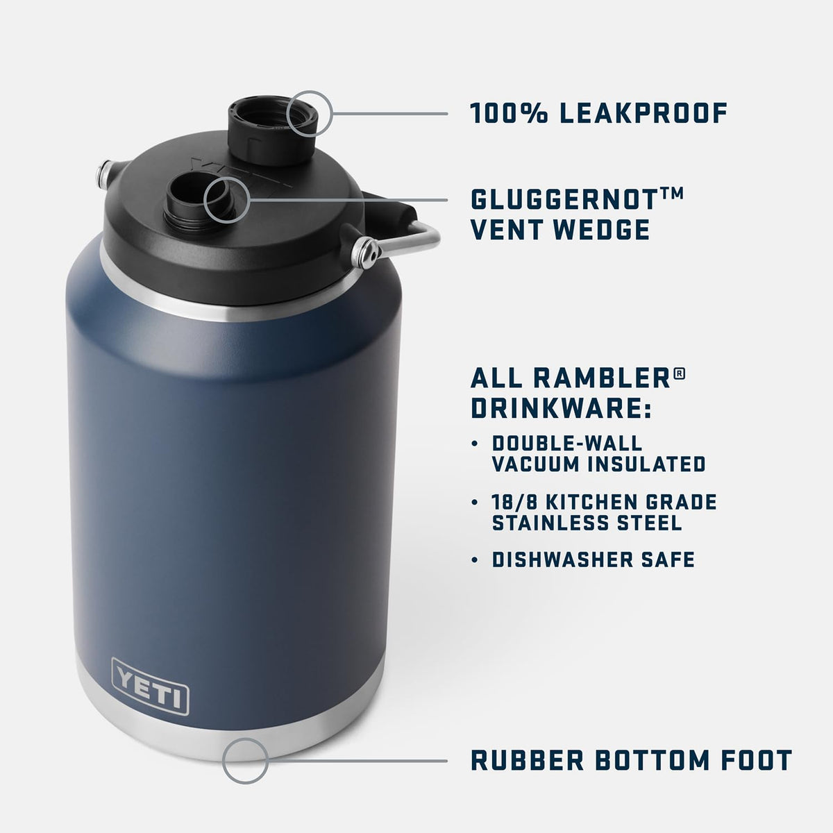 YETI Rambler Gallon Jug 2.0 vacuum-insulated stainless steel keeps drinks cold