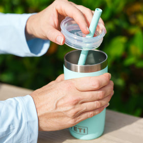 Durable 18/8 stainless steel YETI Rambler Jr in seafoam