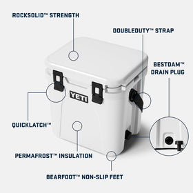 YETI Roadie 24 2.0 navy side profile highlighting slim footprint