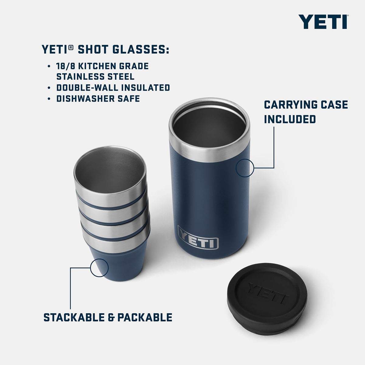 YETI shot glasses set of four ready for sharing on boating trips.
