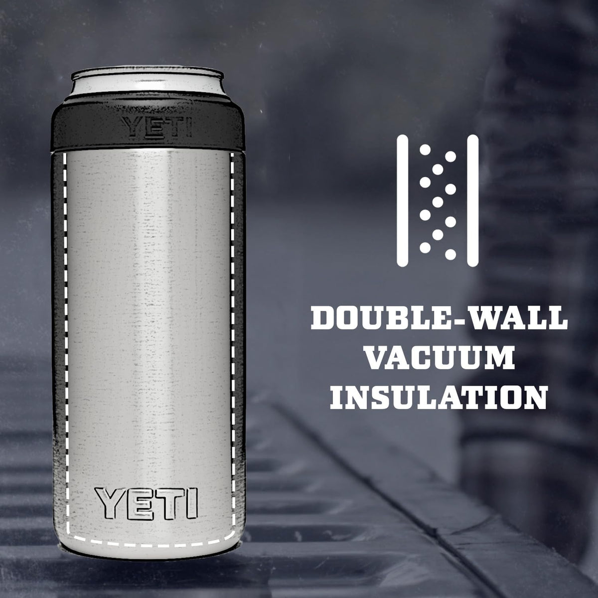 Double-wall vacuum insulation in the YETI Colster preserves cold drinks longer