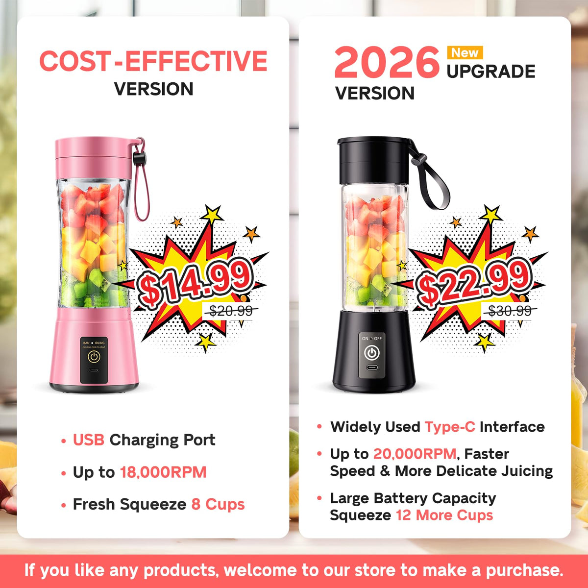 YFIXQNSU cordless USB travel blender ideal for trips and office