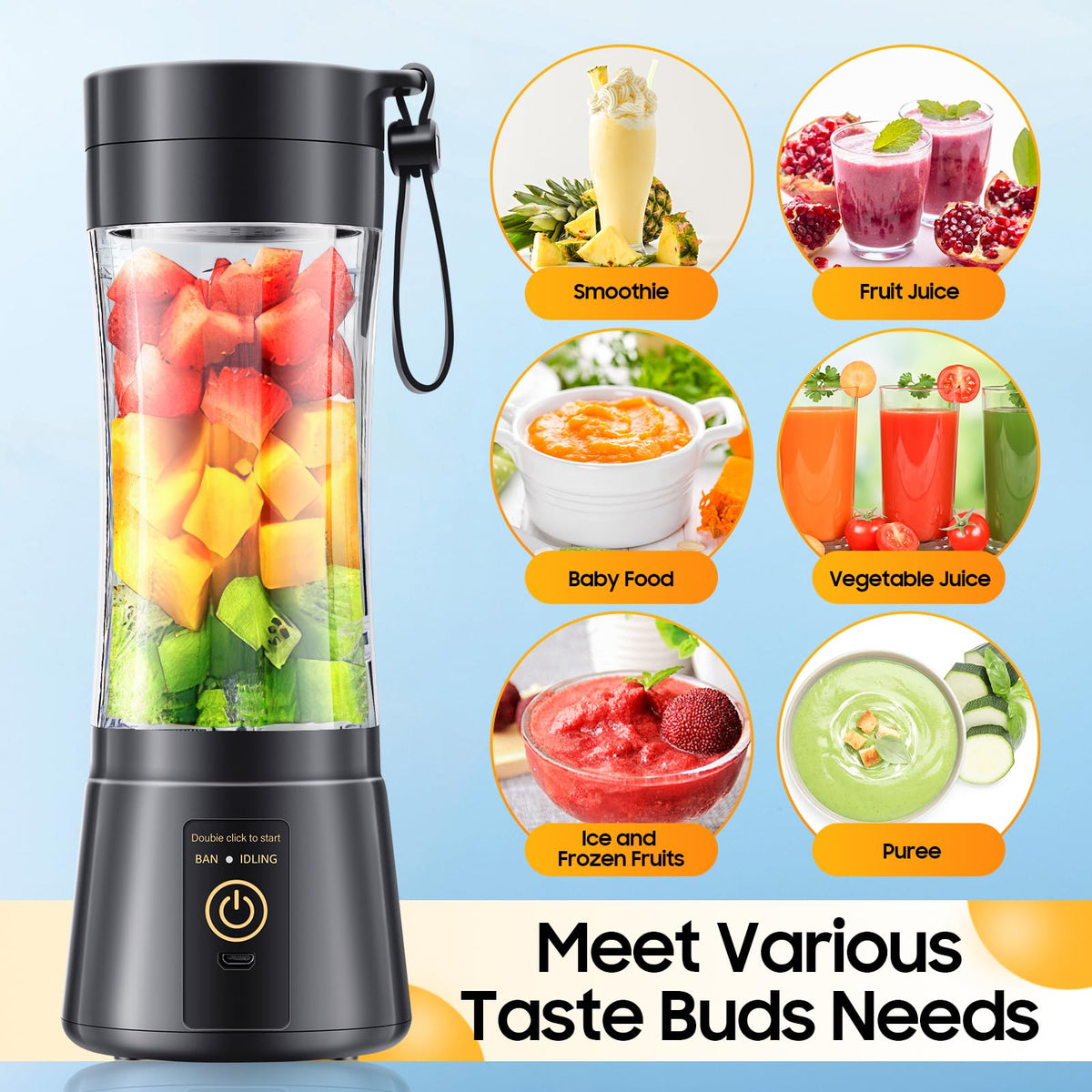 YFIXQNSU six-blade high-speed blender for smooth shakes in seconds