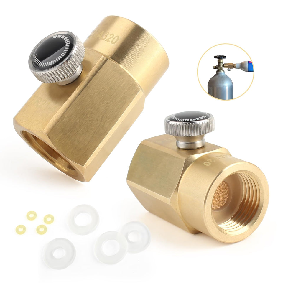 YHXMARSCAN CGA320 to TR21-4 soda adapter front view for easy refills.