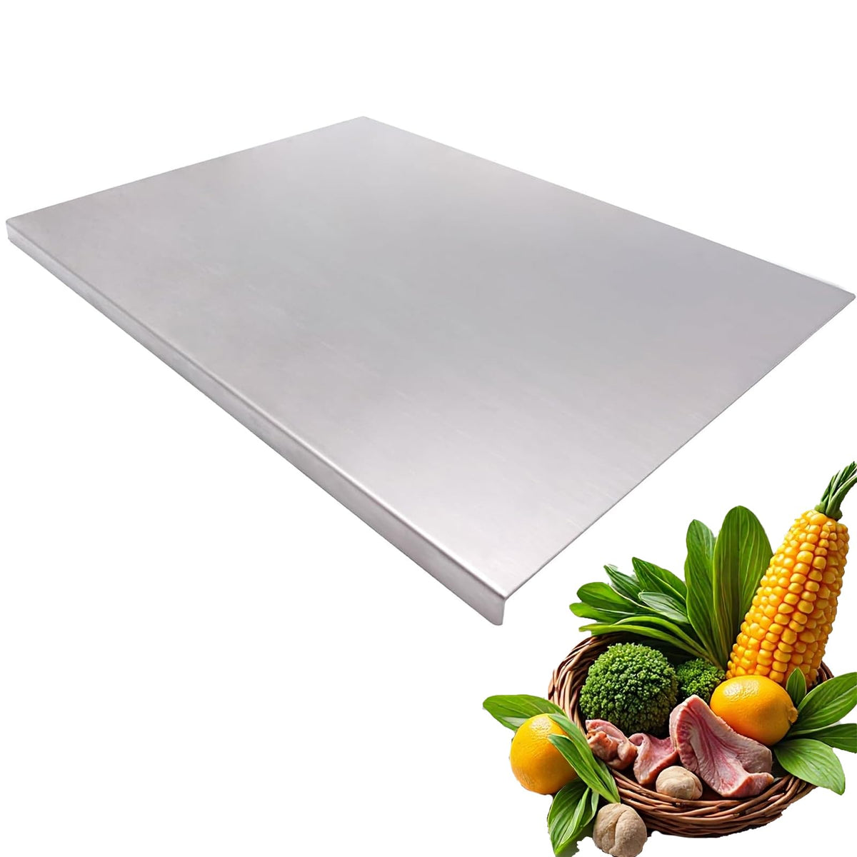 YICORIP stainless steel cutting board large surface for meal prep and chopping.