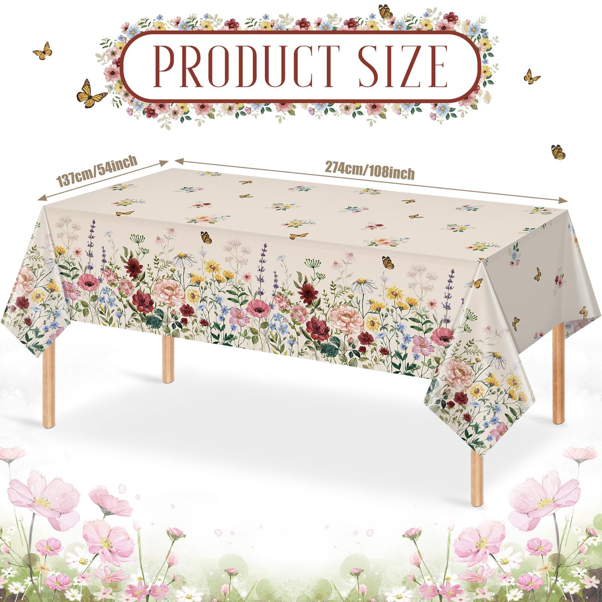 YIDAKO watercolor flowers tablecloth adds soft, artistic color to events