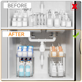 Yieach anti-slip feet keep the organizer stable under the sink