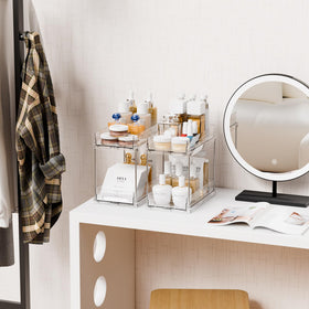 Yieach beauty product organizer under-sink keeps toiletries tidy and easy to reach.