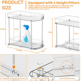Yieach clear acrylic under-sink storage for quick item location