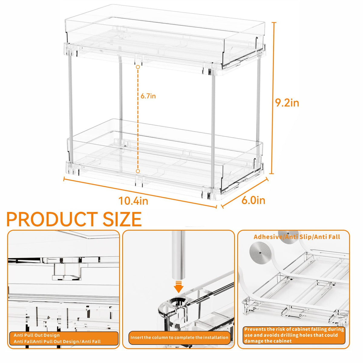 Yieach medicine cabinet pull-out organizer improves visibility and quick access to essentials.