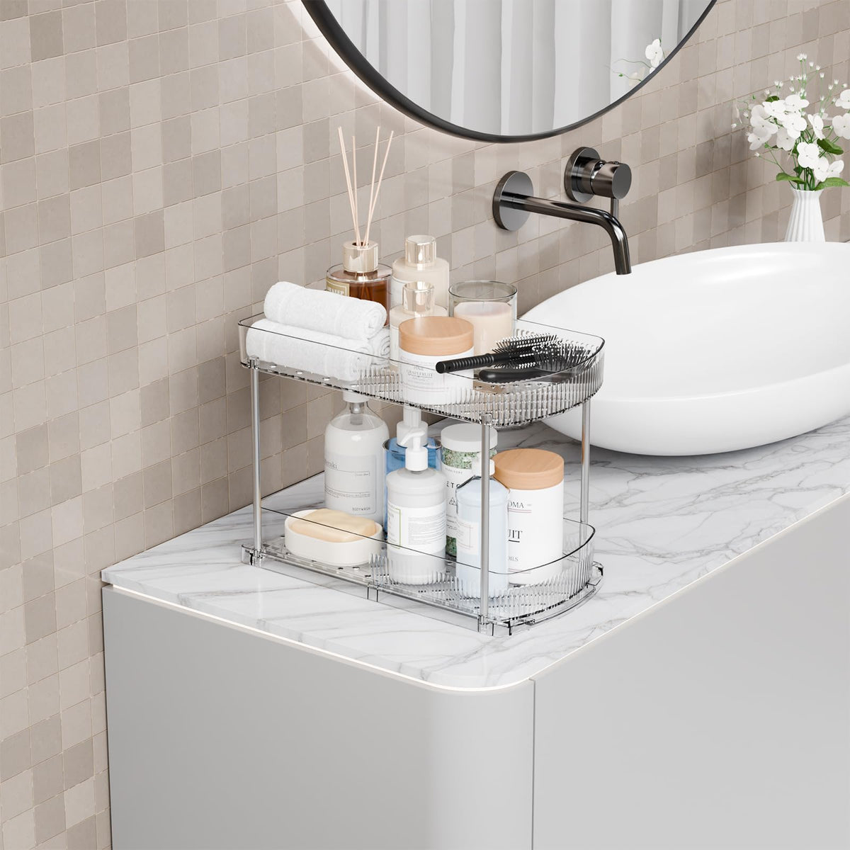 Yieach vertical space-saving storage for bathrooms and kitchens