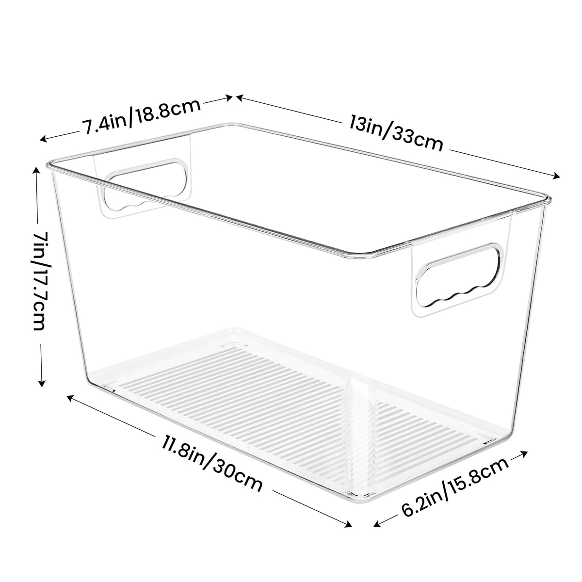 YIHONG clear bin handle closeup showing ergonomic side grip for easy lifting