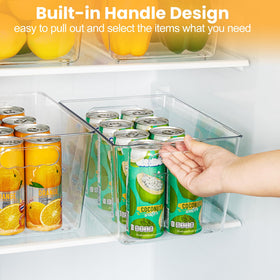 Stackable transparent bin by YIHONG maximizing pantry space.