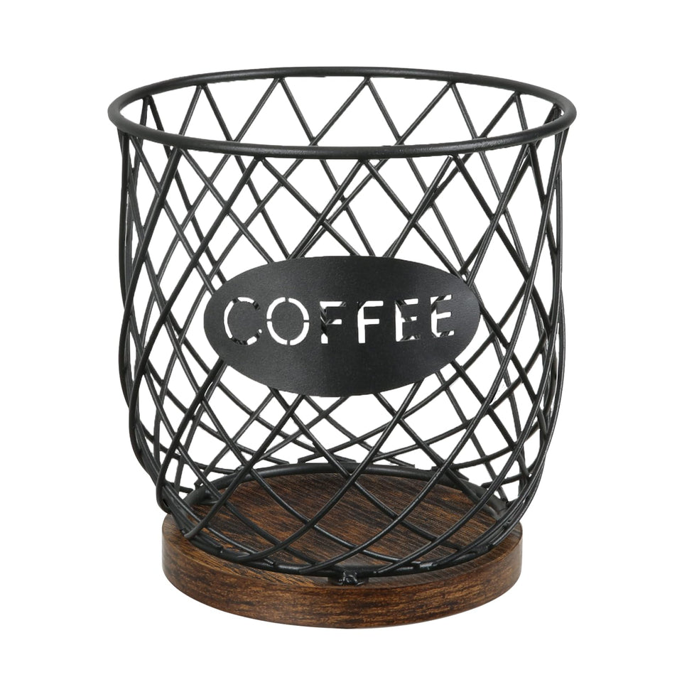 YINMIT K Cup Holder with circular grid and wood panels for organized counter space.
