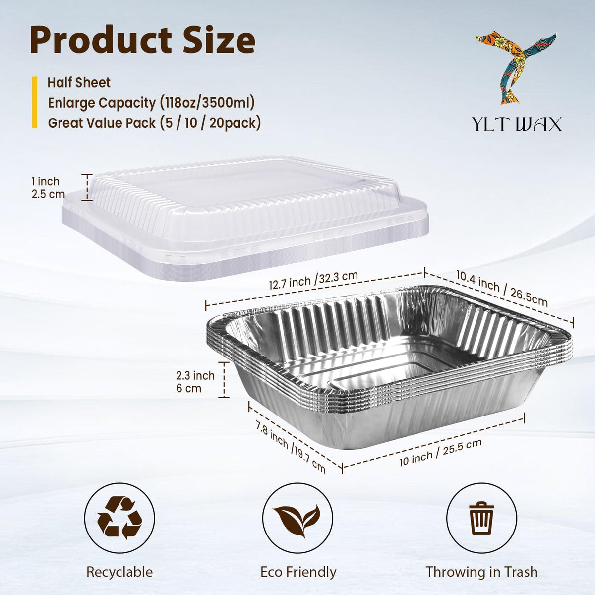 YLT WAX deep 2.2in foil pan for lasagna or roasts