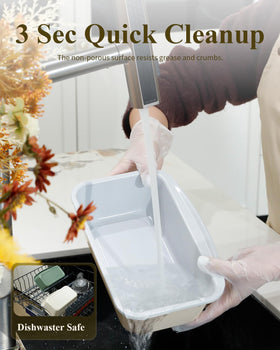 Ymiton easy cleanup bread pan highlighting quick wipe-down after use