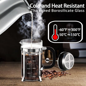 YMMIND 34oz coffee press shows generous capacity for gatherings.