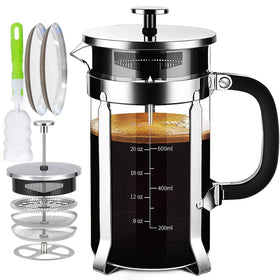 YMMIND french press with stainless steel body and 304-grade construction for durability.