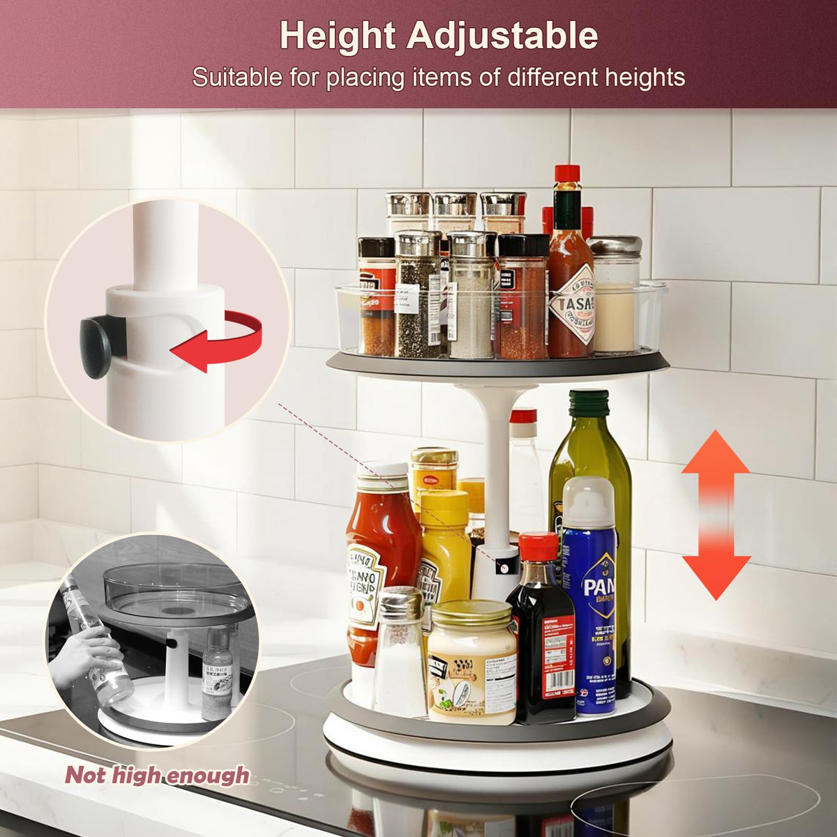 Ynelyase adjustable height enables versatile placement from kitchen to vanity.