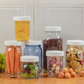 Yodecy pantry storage with mason jars for organized dry goods.