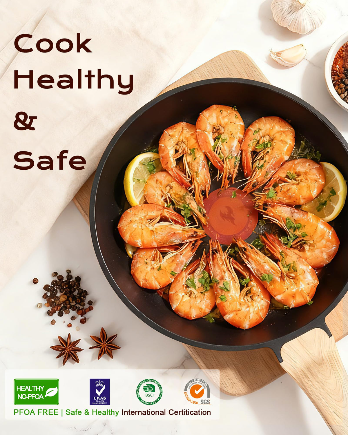 Yonida diamond-reinforced nonstick coating offers durable food release with less oil.