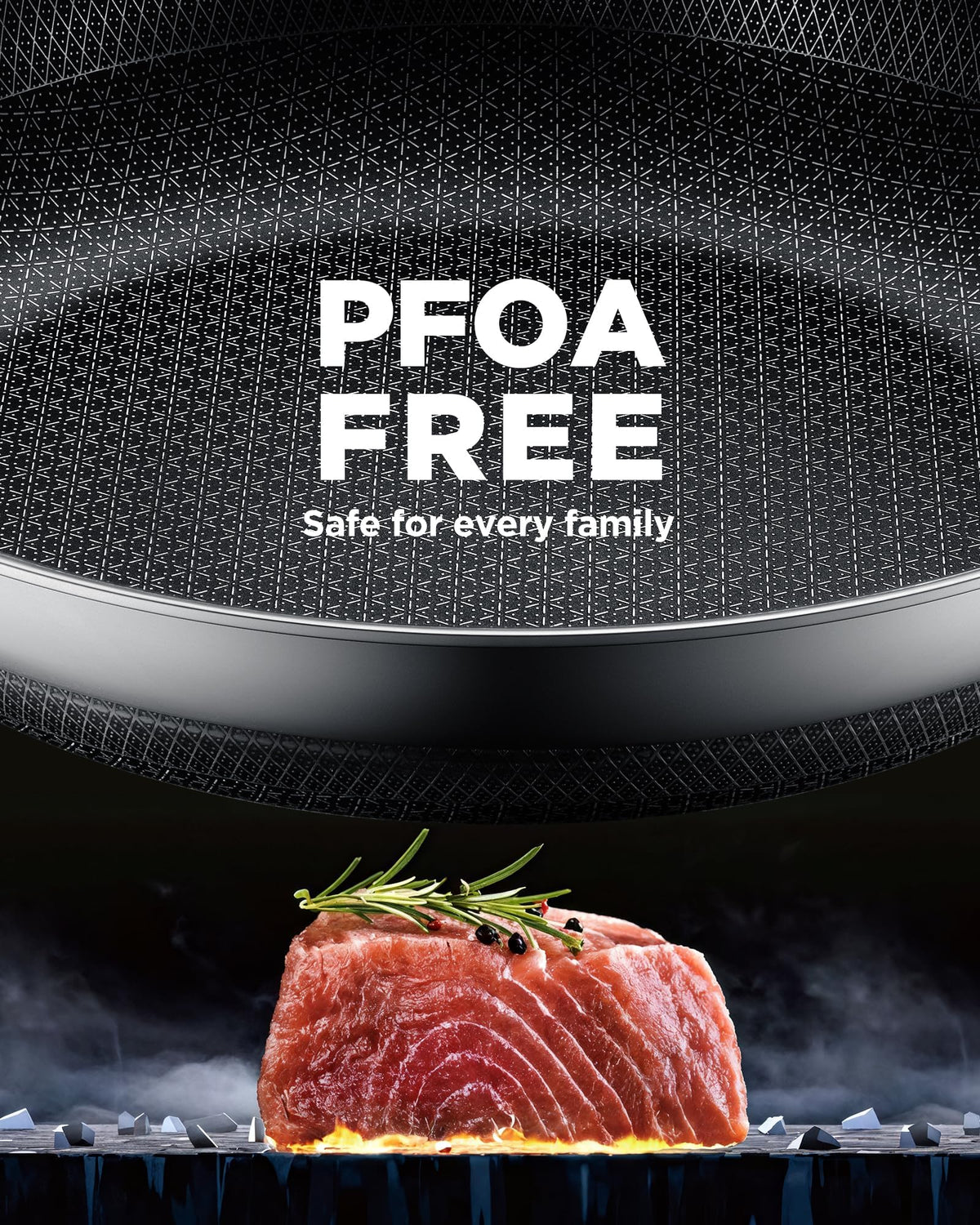 Yonida hybrid fajita pan nonstick with SnowFlake surface for effortless release.