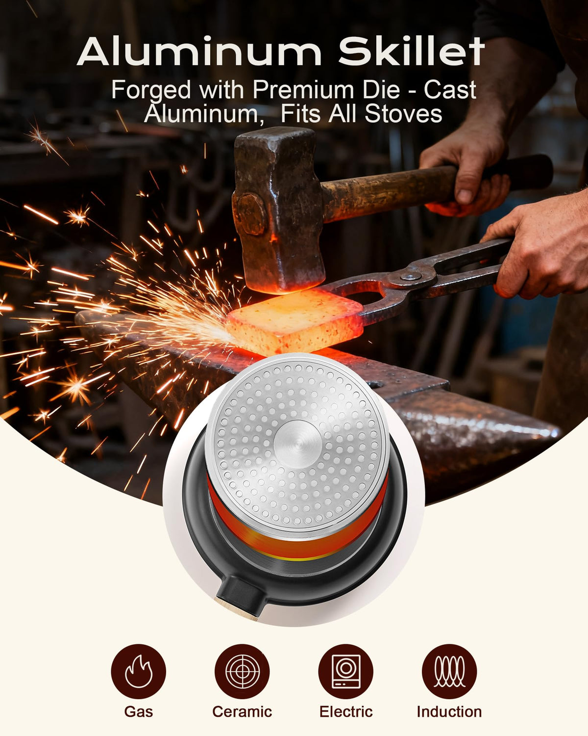 Yonida induction-ready magnetic base delivers even heat across stoves.