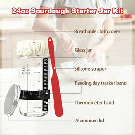 YONILL sourdough starter glass jar with temperature sticker helps track fermentation