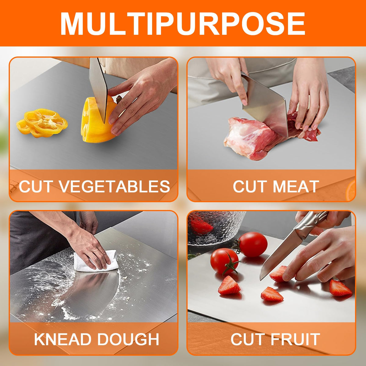 Yoposeo double anti-slip design prevents sliding for safe food prep.