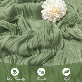 Yorcari gauze runner pairs with flowers to enhance rustic tables