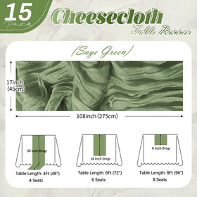 Yorcari sage green cheesecloth wedding table runner adds translucent romance