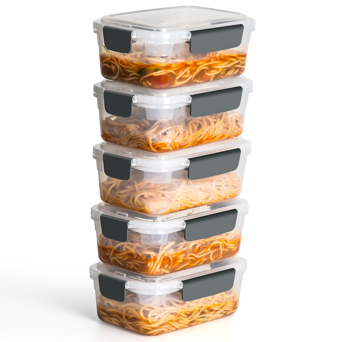 YORY 5-cup containers with lids for compact storage and freshness