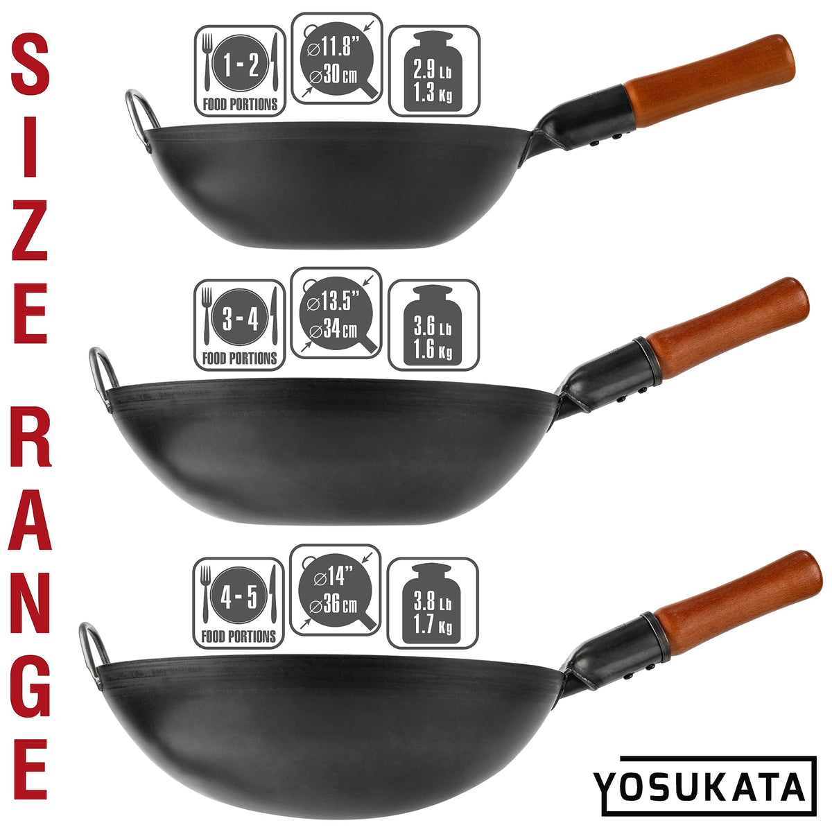 YOSUKATA 13.5-inch wok suitable for kitchen and camping