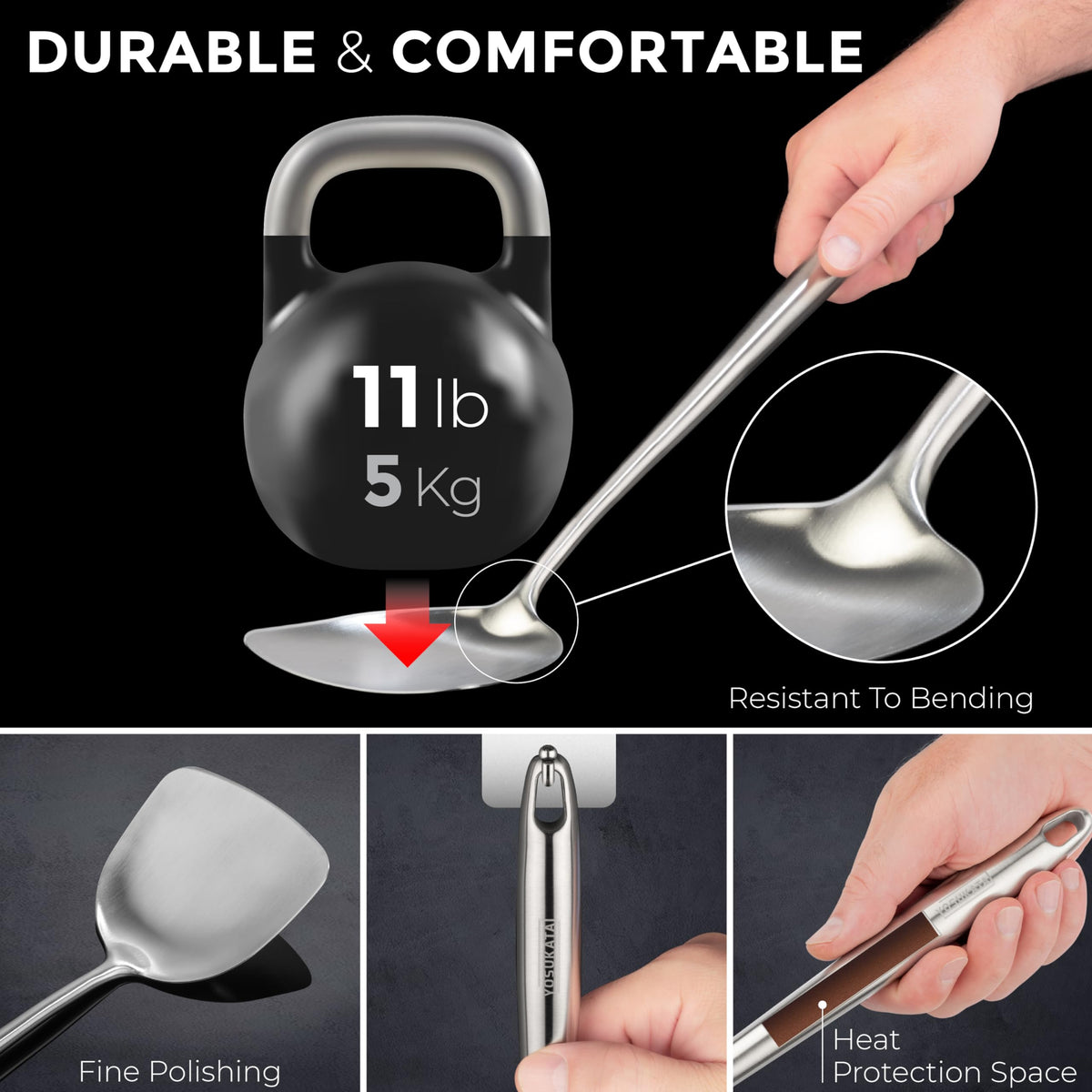 Yosukata 17-inch wok skimmer for lifting ingredients without splatter.