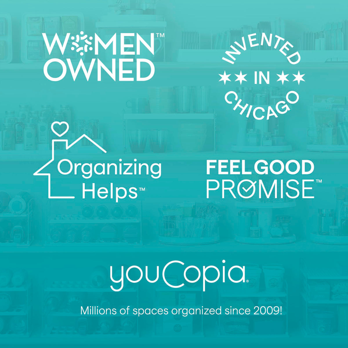 YouCopia Crazy Susan ideal for pantry snacks and spices organization.