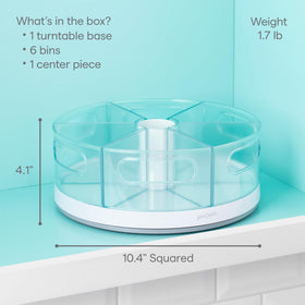 YouCopia Crazy Susan soft non-slip feet protect cabinets during spins.