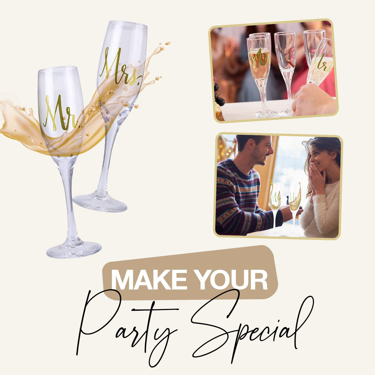 Your Dream Party Shop 6oz champagne flutes ideal for engagement celebrations
