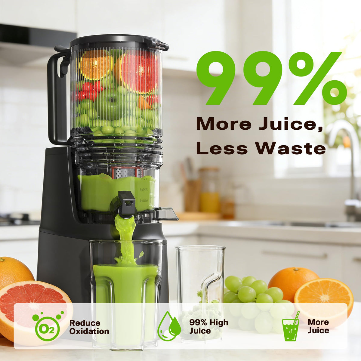 YOYDS safety lock prevents operation when the lid is open during juicing.