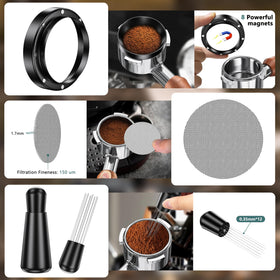 YOZYU magnetic dosing funnel with eight magnets prevents spills and keeps grounds contained.