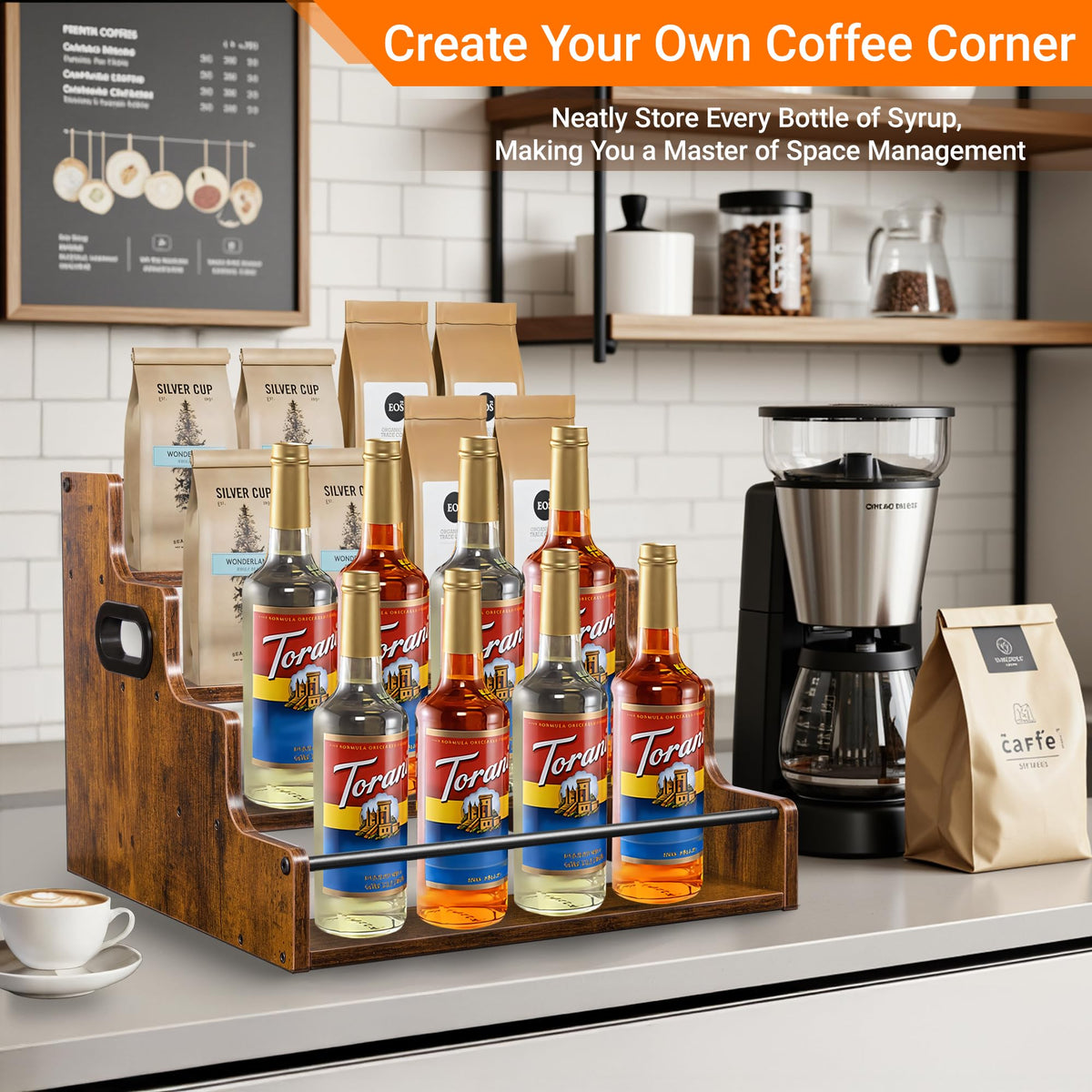 YQBRAO sturdy guardrails secure bottles while you admire your collection