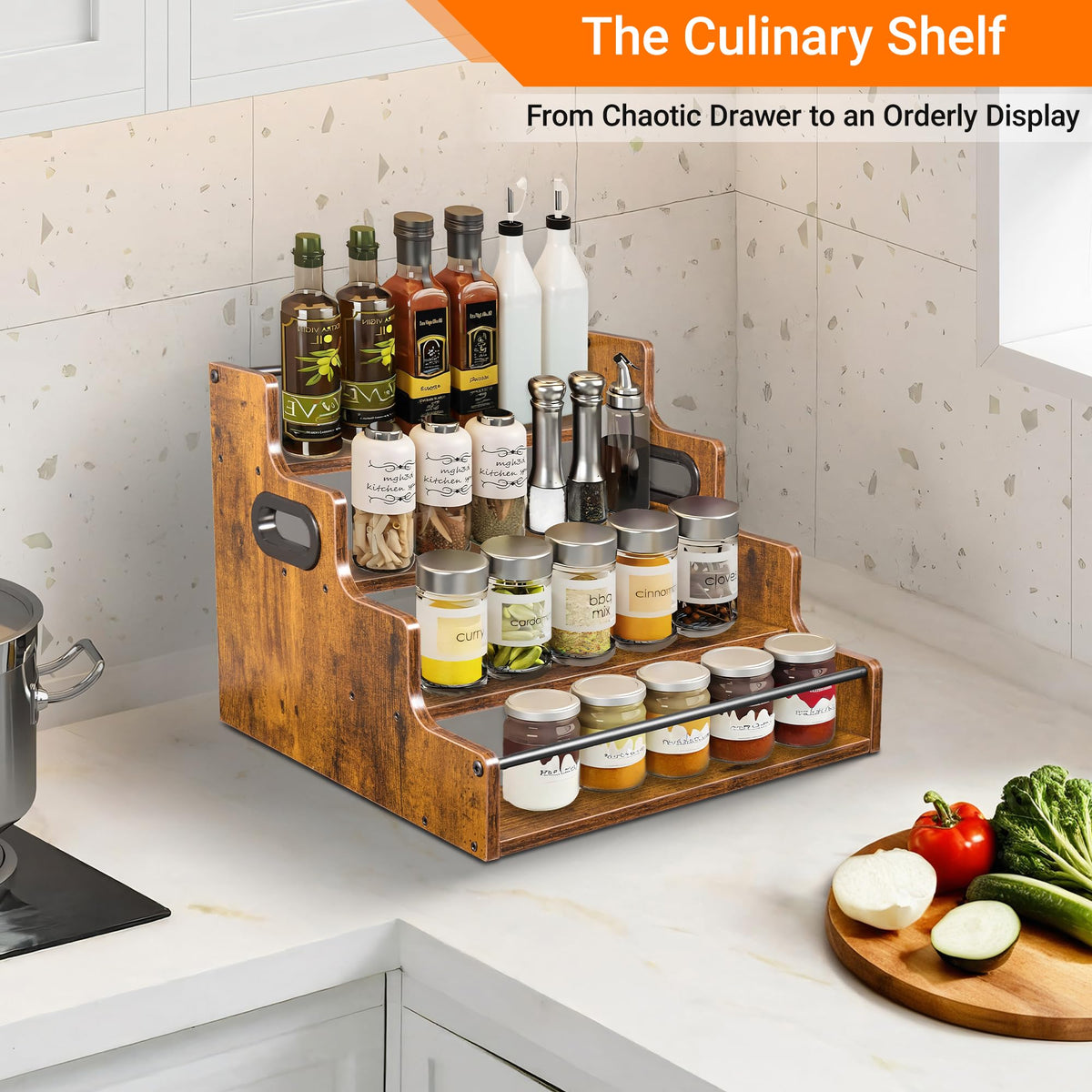 YQBRAO versatile storage for whiskey syrups spices and tumblers