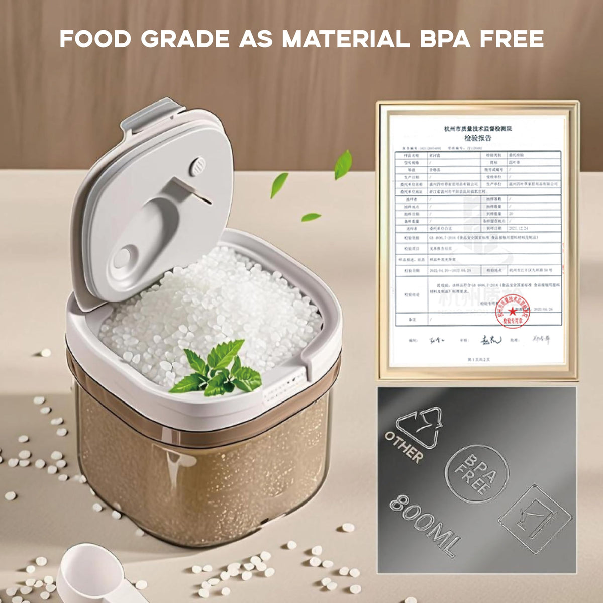 Multi-use storage for grounds, beans, tea, sugar and more.